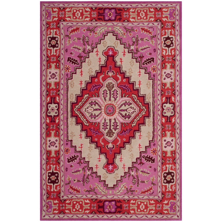 Bungalow Rose Blokzijl Oriental Handmade Tufted Wool Area Rug in Red